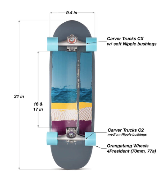 Loaded X Carver 'Bolsa' Surfskate 31" Komplettboard mit Orangatang Wheels