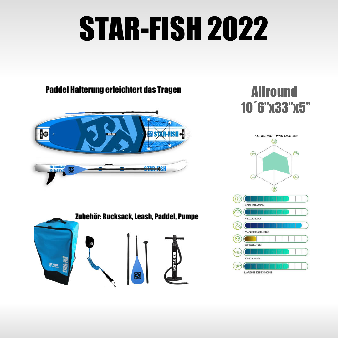 Star-Fish aufblasbares SUP 10'6" Allround Blue Line