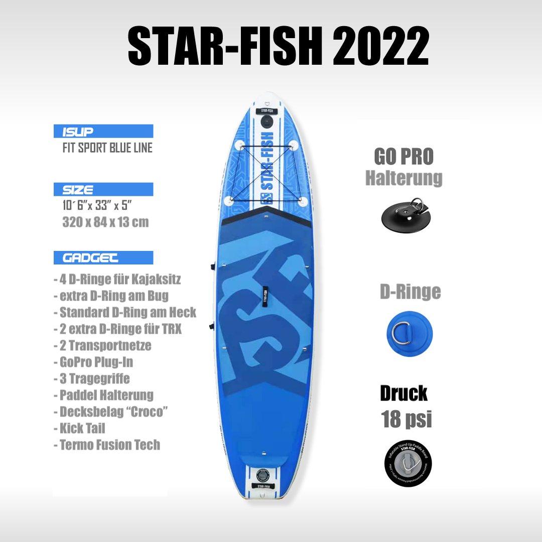 Star-Fish aufblasbares SUP 10'6" Allround Blue Line